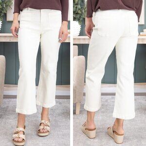 NWT MICA DENIM HIGH-RISE CROPPED WIDE-LEG JEANS WITH PATCH POCKETS - SIZE 9 / 29